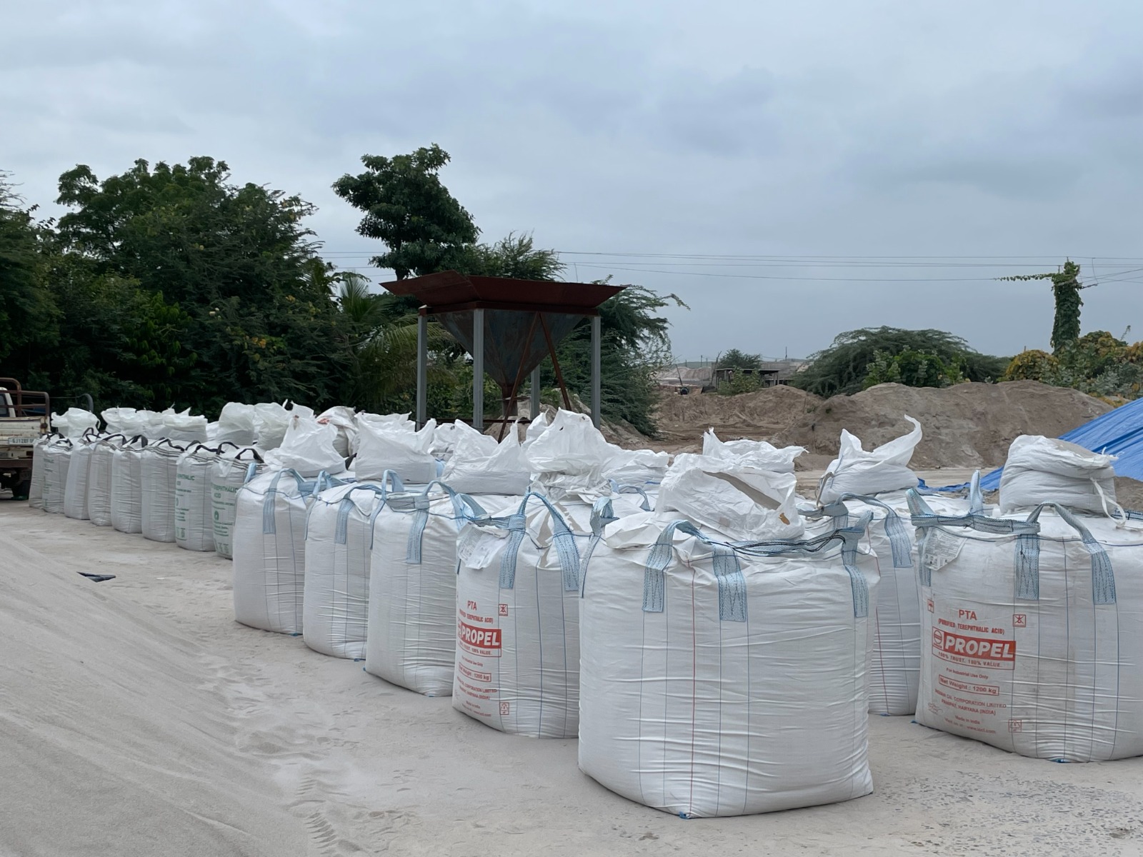 Packaging and loading area at mineral site